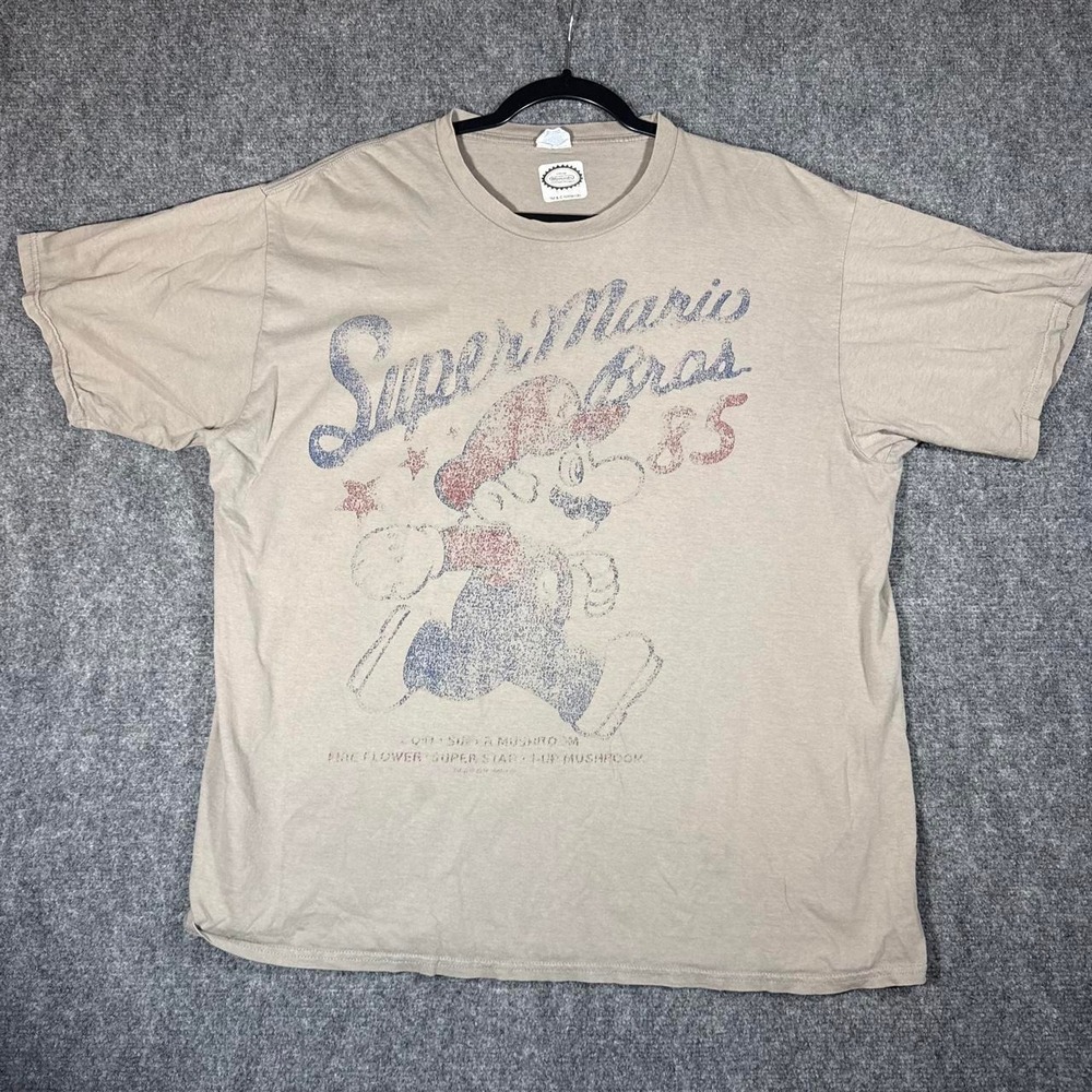 Nintendo Super Mario Bros 85 T-Shirt Mens XL Tan Graphic Port & Company Gaming